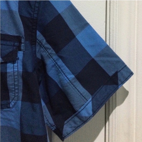 Burnside Blue And Black Checkered Button Down Shirt - Picture 5 of 6